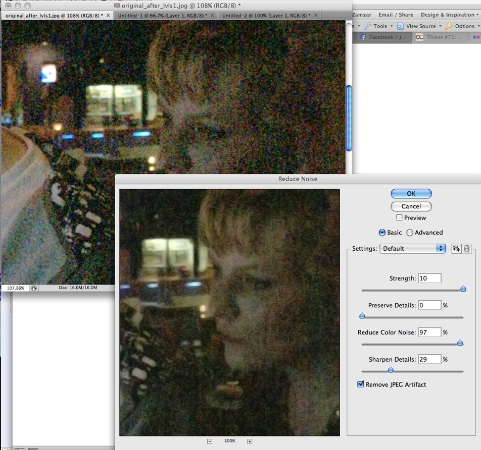 Noise reduction settings