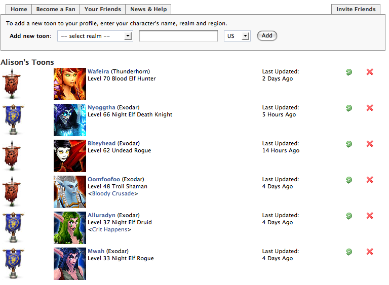 WoW Toons canvas page WoW Toons canvas page