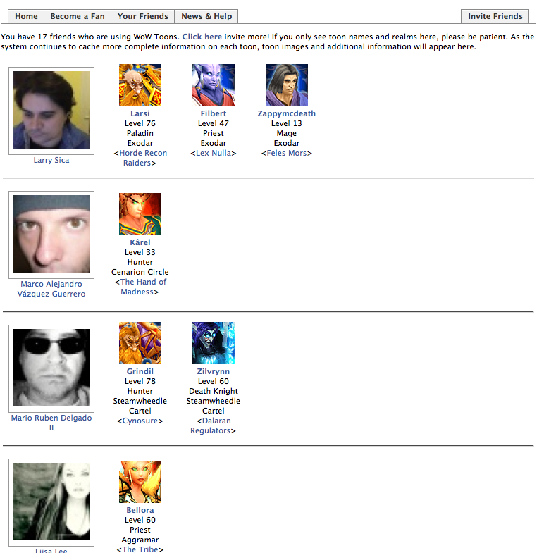 Friends page Friends page